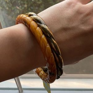 NEW 2 F21 Antique Gold and Rust Braided Bangles